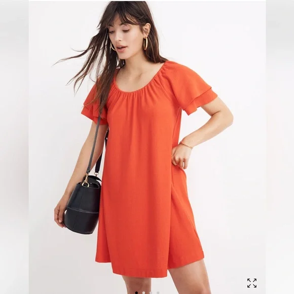 Madewell | Dresses | Madewell Bright Orange Mini Dress | Poshmark